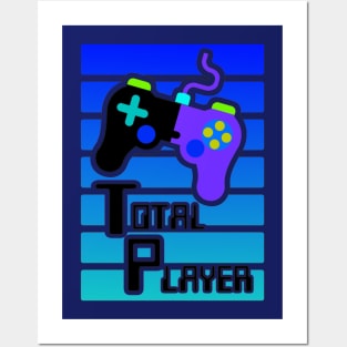 Blue Total Player Gamer Graphic Posters and Art